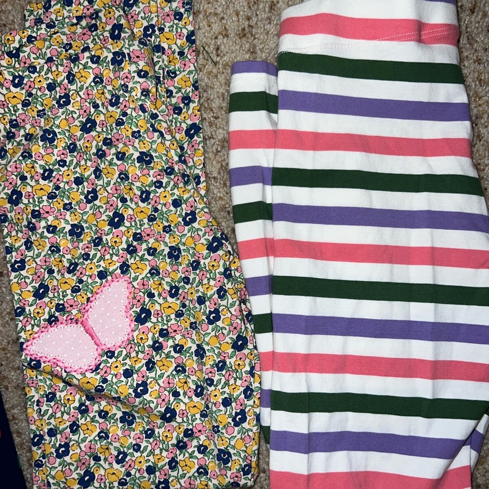 Mini Boden Floral Butterfly  appliqué and Striped Leggings Set